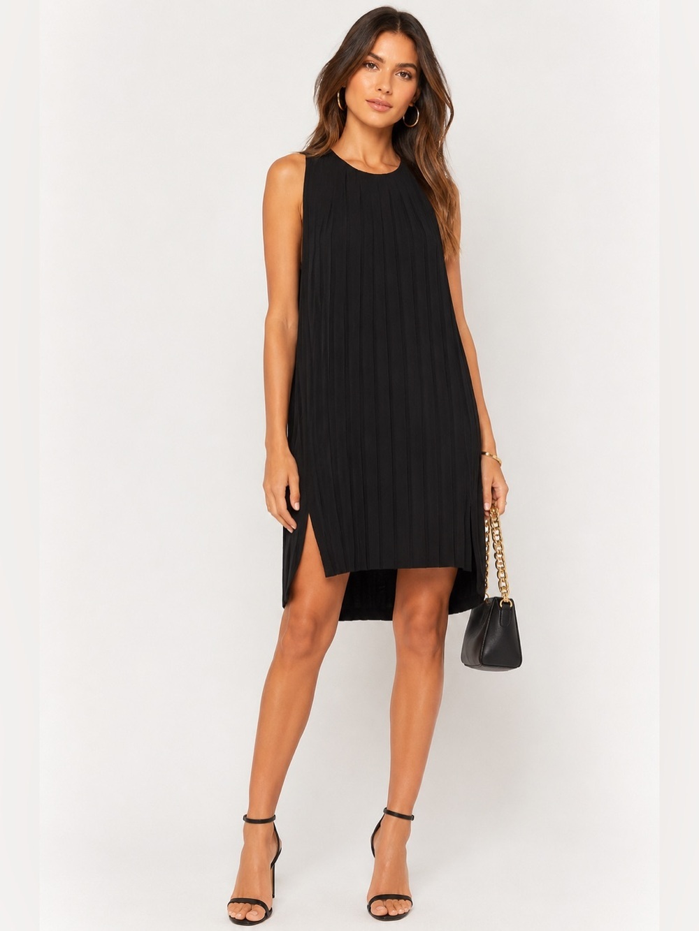 French Connection Pleated Shift Dress – Black | Size 0